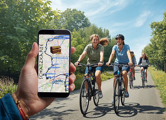 Schatzsuche mit Smartphone und Fahrrad