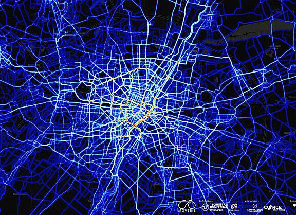 Projekt Movebis: Heatmap München zum Radverkehr.